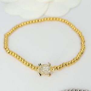 NEW Dainty 18K Gold Stainless Steel Pave CZ Turtle